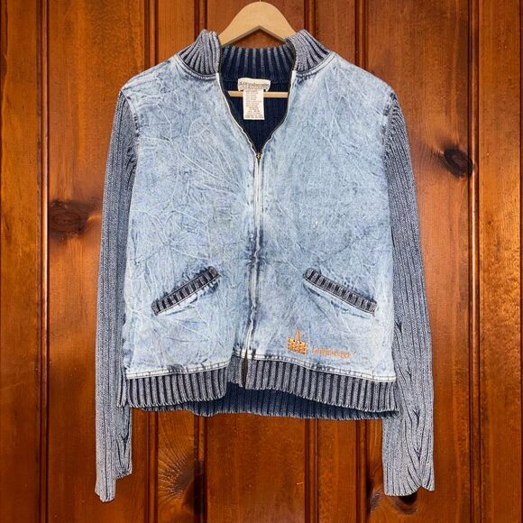 Longaberger Jackets & Blazers - VTG 90s Longaberger Homestead Denim Full Zip Sweater Jacket Embroidered Medium